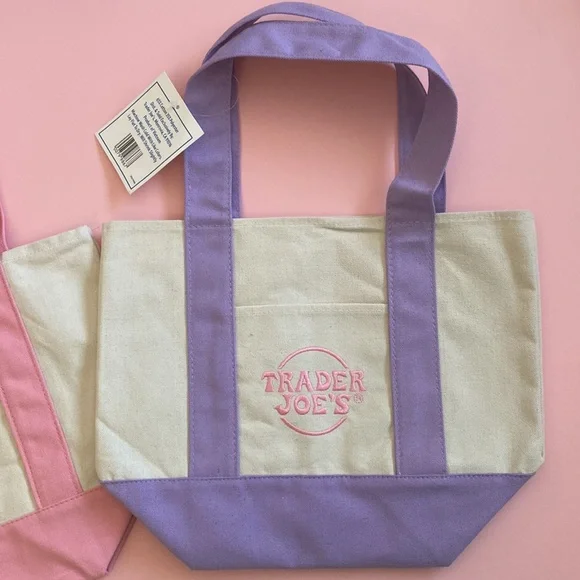TraderJoe’s Mini Tote Bag - Pink and Purple SET - Picture 6 of 6
